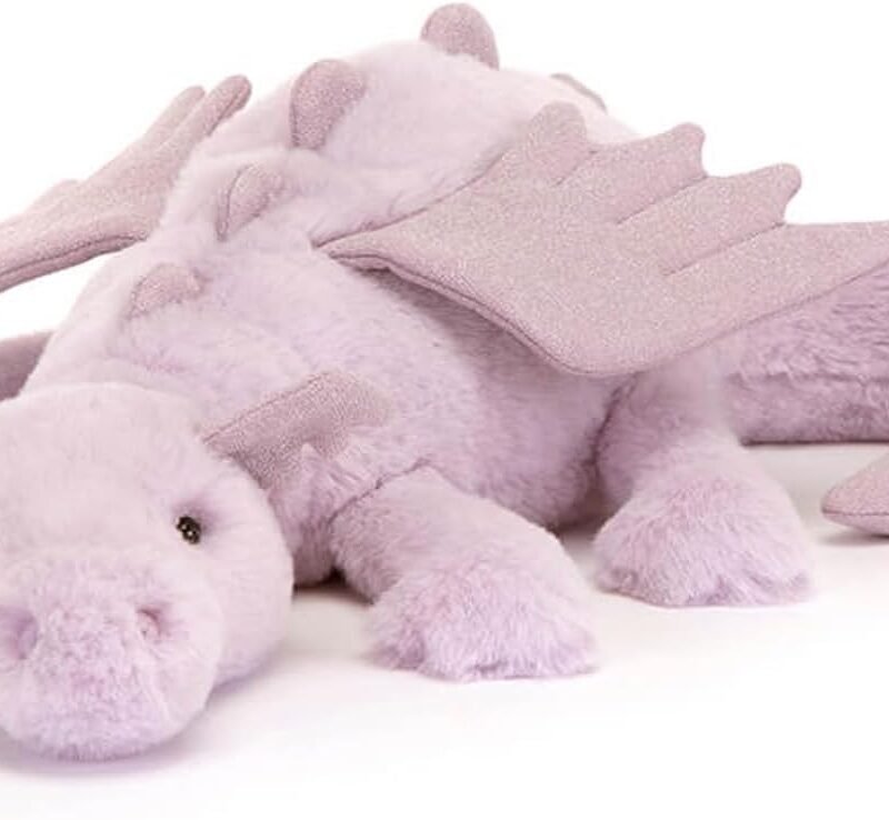 Jellycat Lavender Dragon Stuffed Animal, Large 19.5 inches - Mythical Plush Toy - Classic Children's Gift
