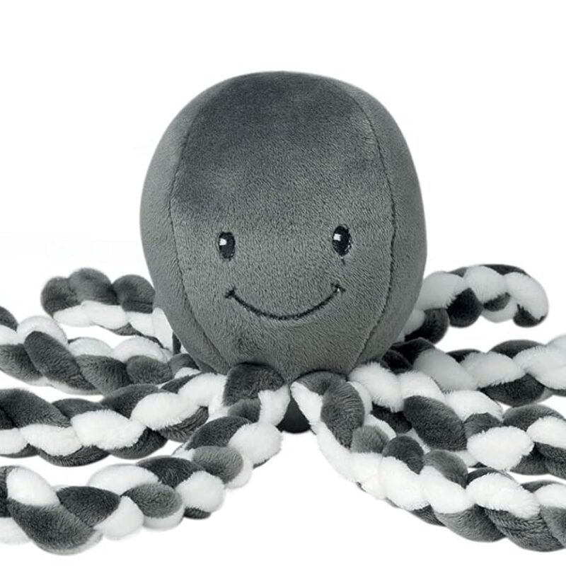 Nattou Cuddly Octopus Toy, for Newborns and Premature Babies, 23 cm, White/Grey