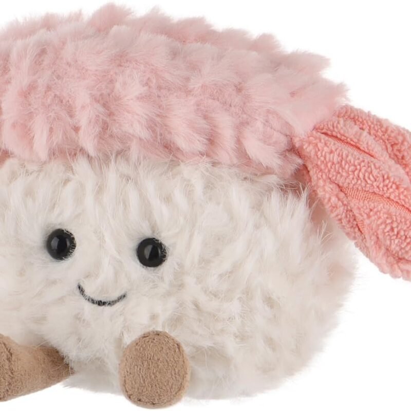 Apricot Lamb Sushi Plush Food Plushies Stuffed Animals for Kids, Soft Cute Plush Toys for Baby Girl and Boy, Fluffy Shrimp Sushi 3.5 Inches