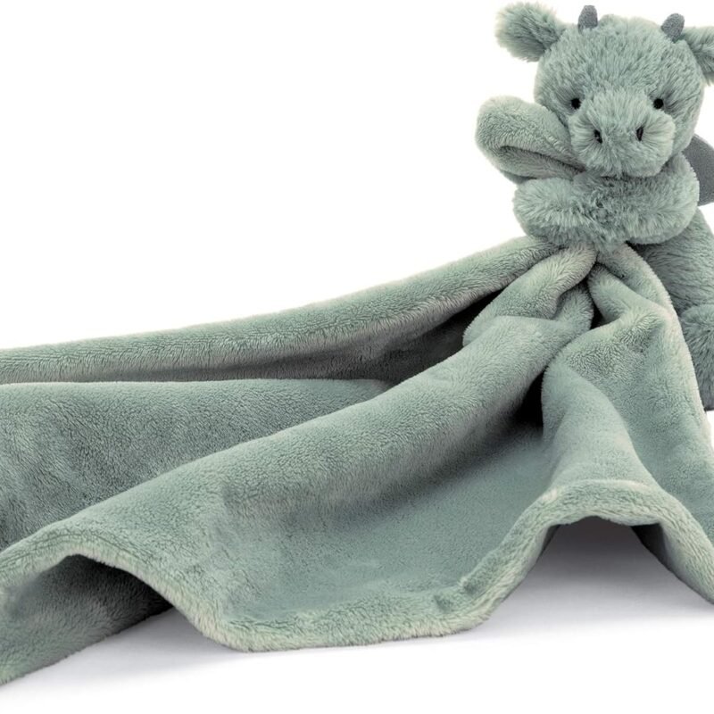 Jellycat Bashful Dragon Soother, 13.5 inches - Security Blanket & Lovey for Babies - Baby Gift