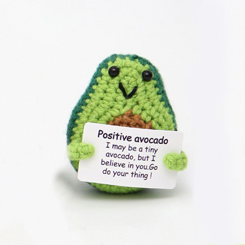 Avocado V-shaped mouth Christmas green P long card Crochet Kit, DIY Crochet Starter Kit