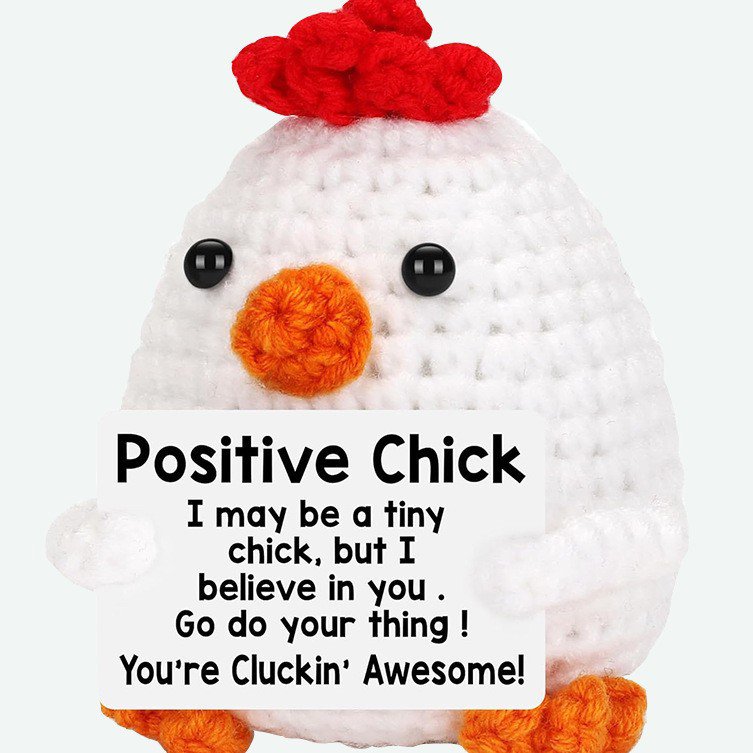 Little Fat Chicken White Positive Crochet Kit, DIY Crochet Starter Kit