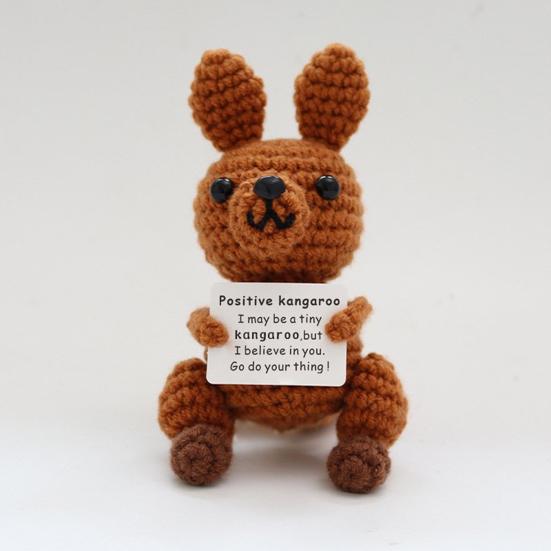Positive long-tailed kangaroo Crochet Kit, DIY Crochet Starter Kit