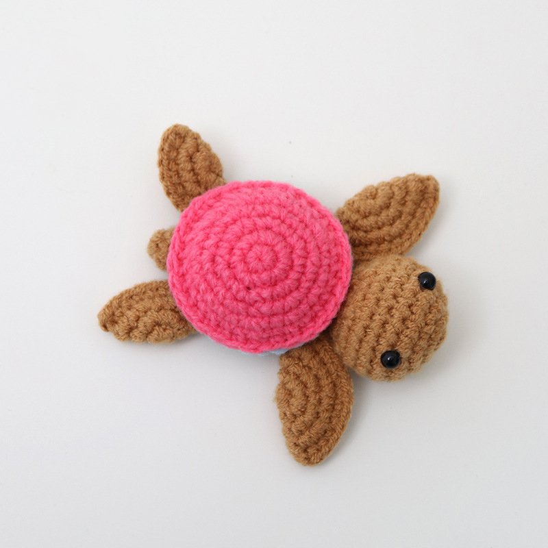 Rose-red shell dark brown turtle Crochet Kit, DIY Crochet Starter Kit