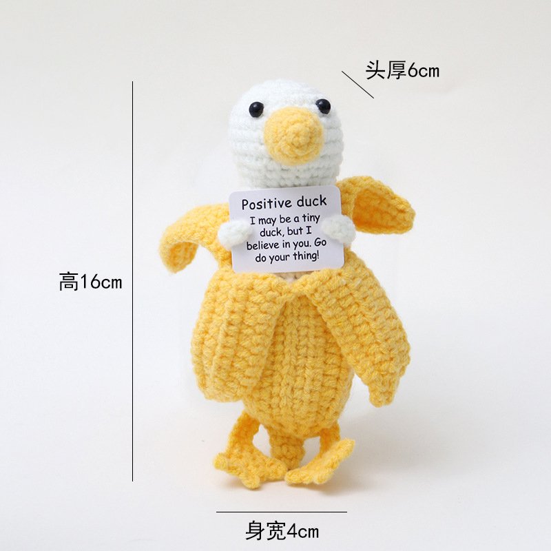 Banana Duck Positive Eyes 0.6cm Crochet Kit, DIY Crochet Starter Kit