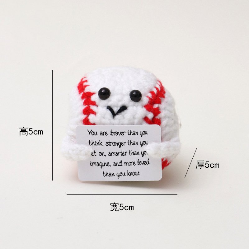 Baseball-shaped character with a V-shaped mouth, Y-shaped eyes, and 0.6cm in diameter. Crochet Kit, DIY Crochet Starter Kit