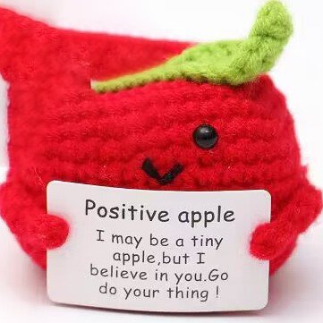 Positive Green Leaf Big Red Apple Crochet Kit, DIY Crochet Starter Kit