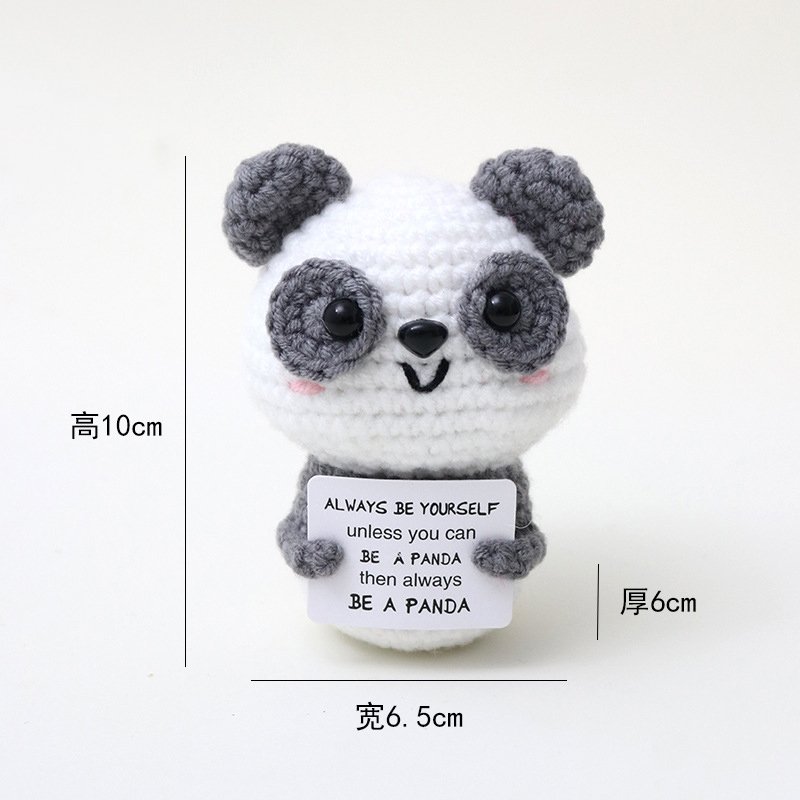 Grayish-white panda A card, eyes 0.6cm Crochet Kit, DIY Crochet Starter Kit