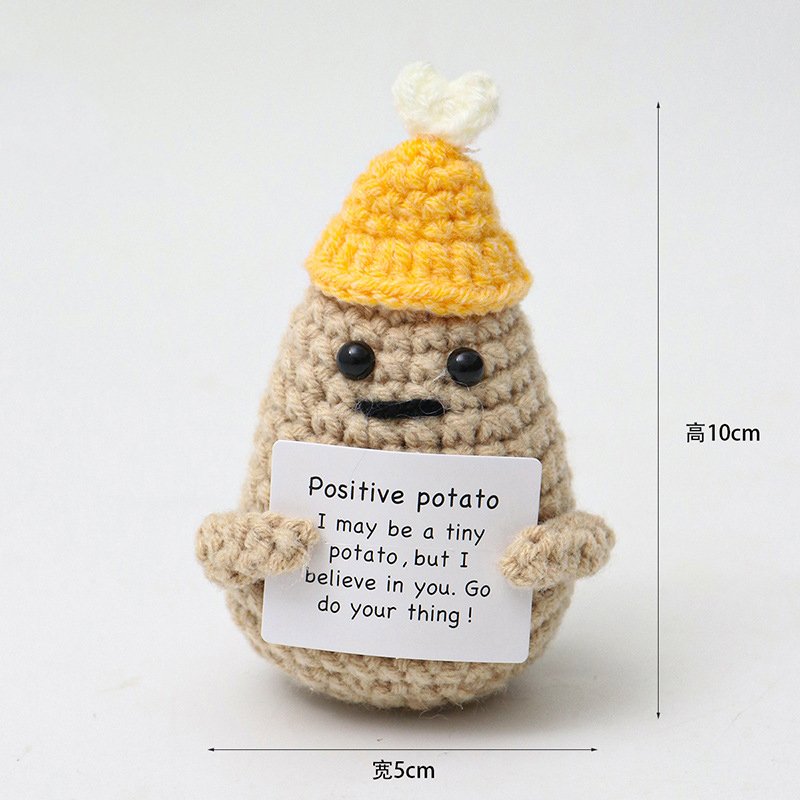 Potato Yellow Hat Positive Crochet Kit, DIY Crochet Starter Kit