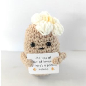 Potato with white flower L card Crochet Kit, DIY Crochet Starter Kit