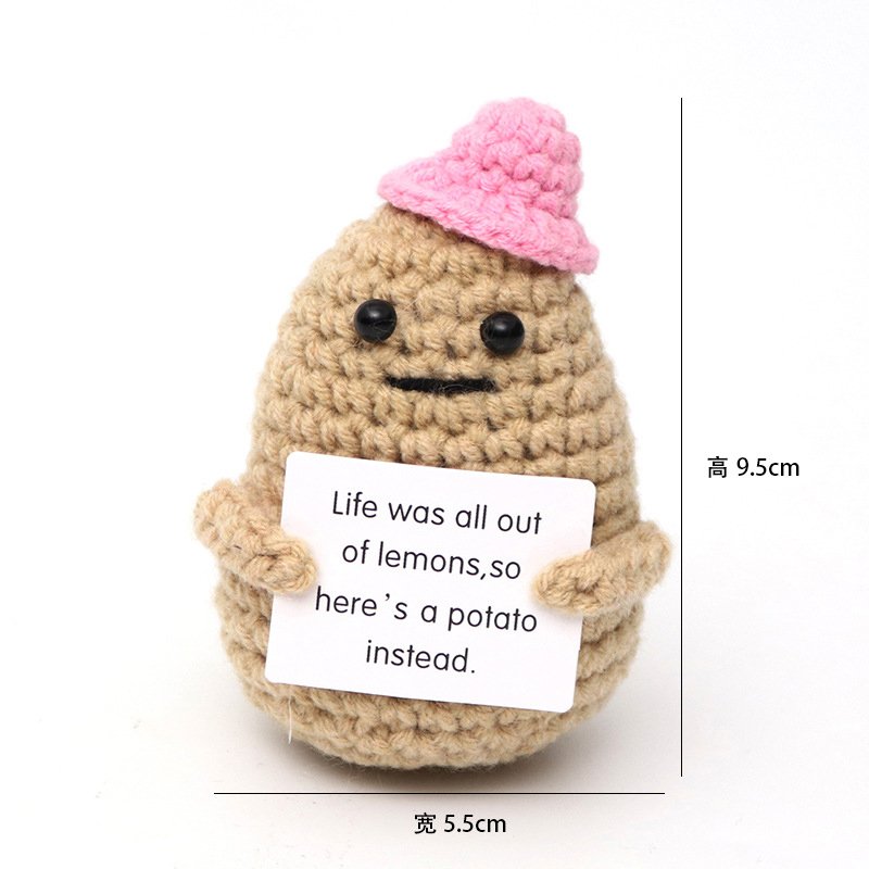 Khaki potato pink hat L card Crochet Kit, DIY Crochet Starter Kit