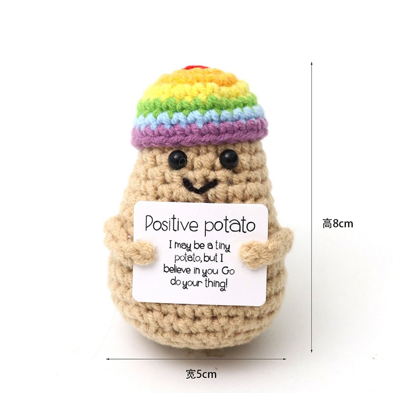 Potato Rainbow Hat Positive Crochet Kit, DIY Crochet Starter Kit