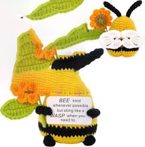 Bee Bright Yellow Black Bleached Big Butt Angel B Card Handheld Sunflower Crochet Kit, DIY Crochet Starter Kit