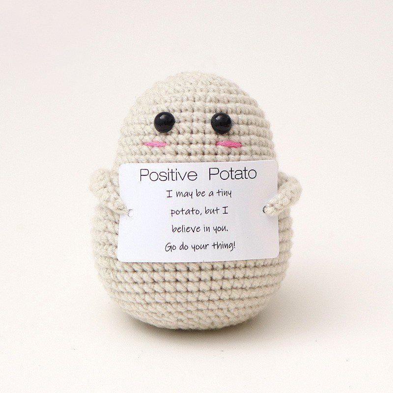 Potato, cotton, misty white, big butt, hand-sewn Positive Crochet Kit, DIY Crochet Starter Kit