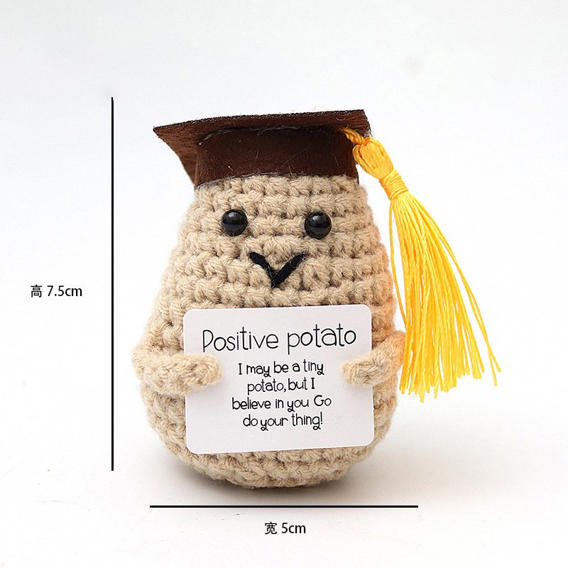 Potato V Mouth Positive Coffee Graduation Cap Crochet Kit, DIY Crochet Starter Kit