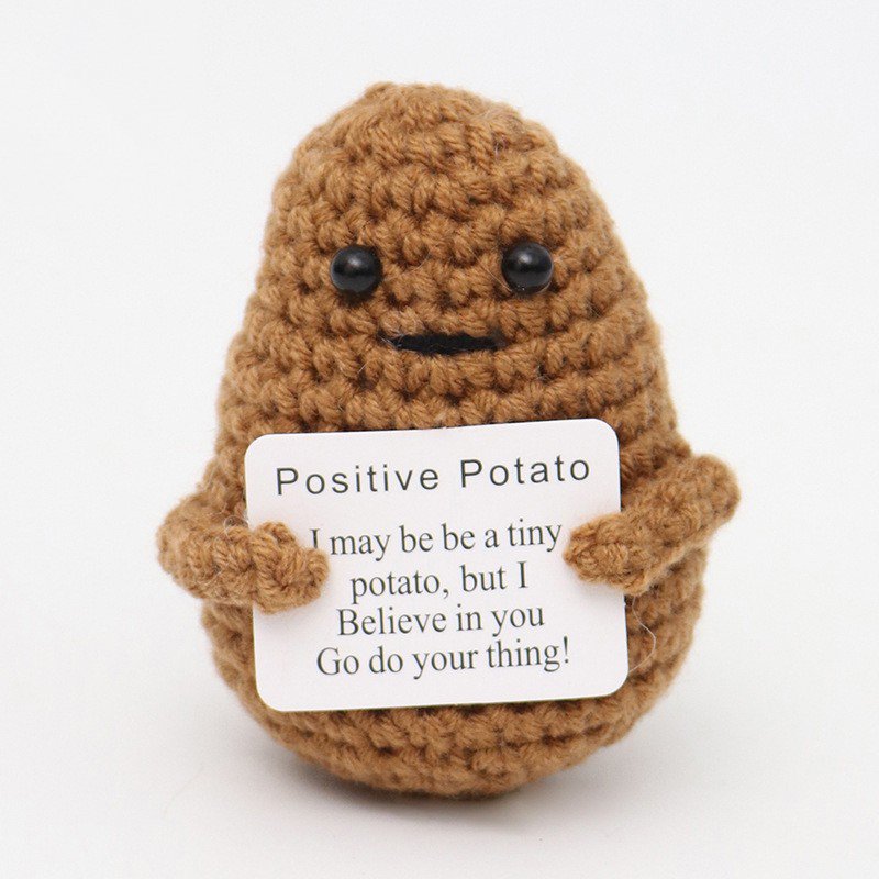 Potato Dark Brown Positive Crochet Kit, DIY Crochet Starter Kit