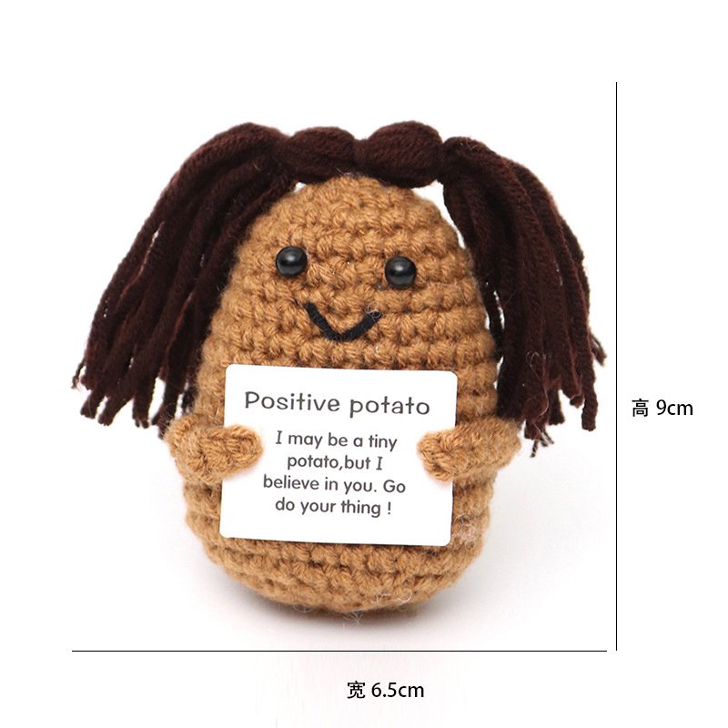 Potato dark brown braid Positive Crochet Kit, DIY Crochet Starter Kit