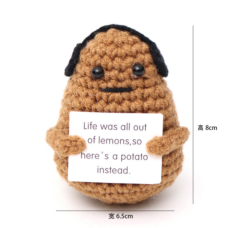 Potato Dark Brown Headphones L Card Crochet Kit, DIY Crochet Starter Kit