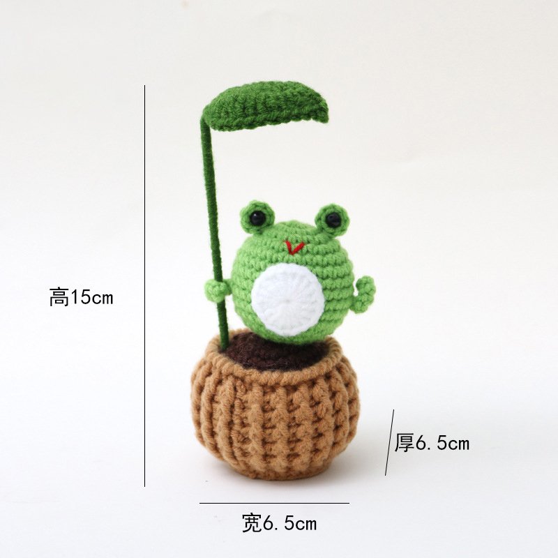Frog with an umbrella potted plant Crochet Kit, DIY Crochet Starter Kit