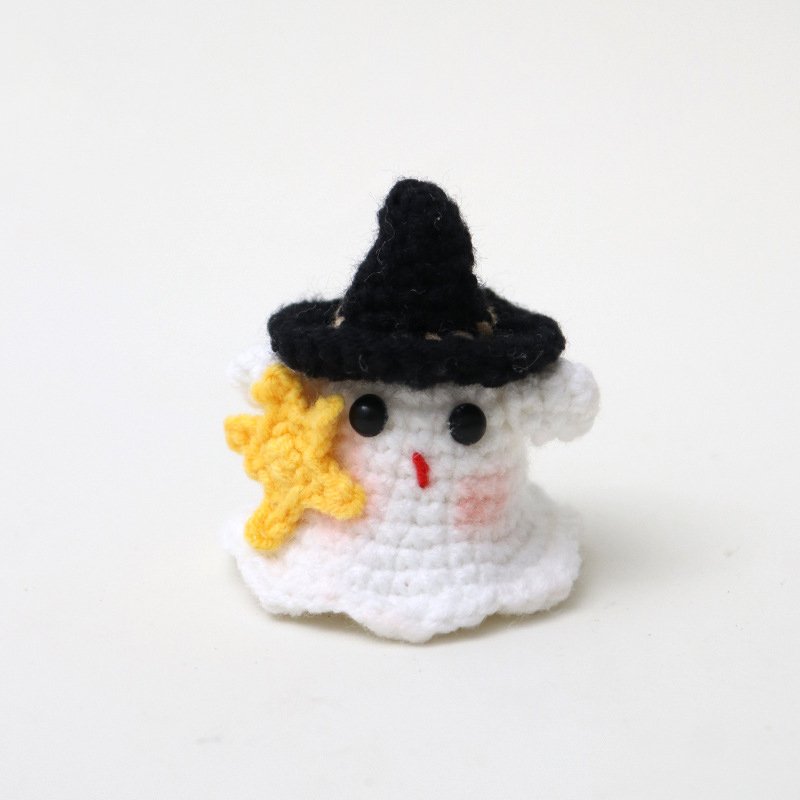 Black magic hat, yellow star ghost Crochet Kit, DIY Crochet Starter Kit