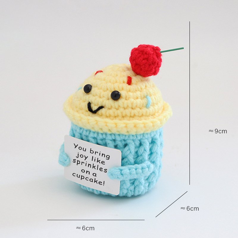 Sky blue mini cake with card Crochet Kit, DIY Crochet Starter Kit