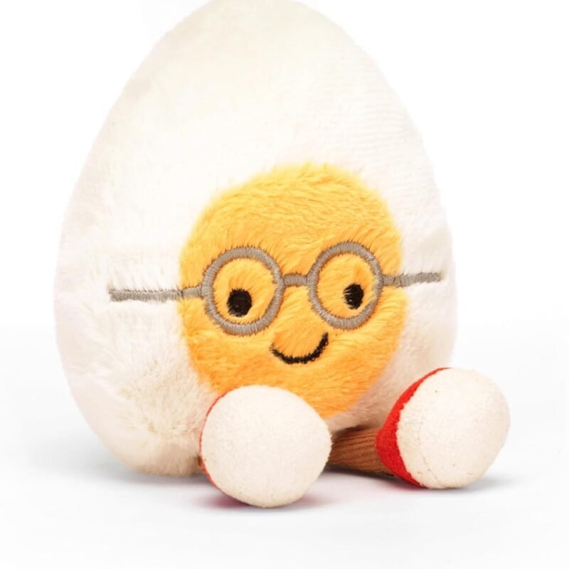 Jellycat Amuseables Boiled Egg Geek Stuffed Toy, Small 5.5 inches - Food Plush - Fun Gift Idea