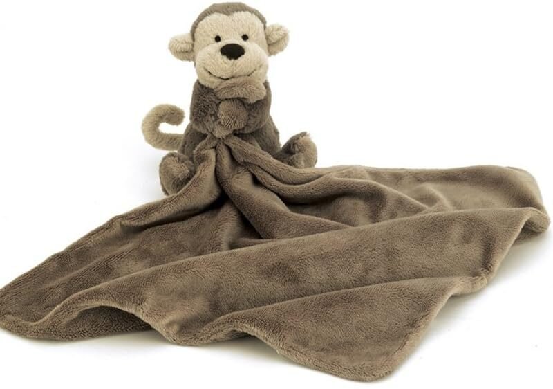 Jellycat Bashful Monkey Soother, 13.5 inches - Security Blanket & Lovey for Babies - Baby Gift