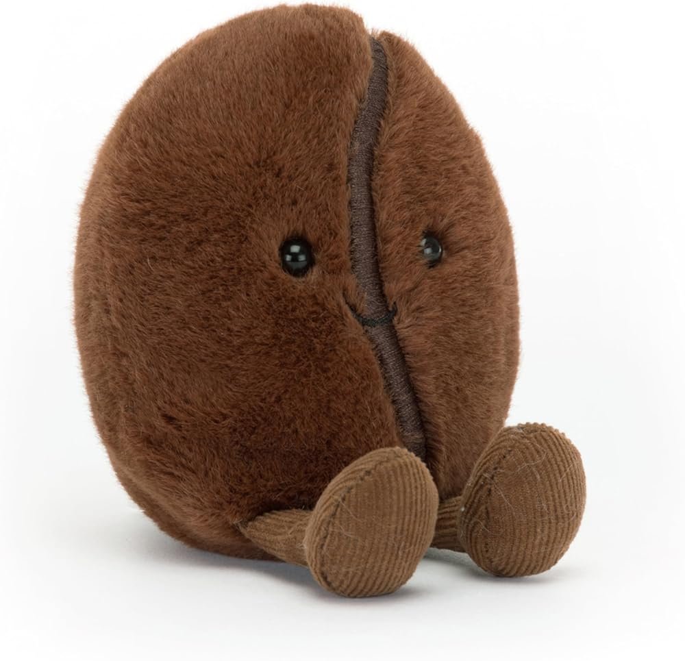 Jellycat Amuseables Coffee Bean Stuffed Toy, 5 inches - Food Plush - Fun Gift Idea