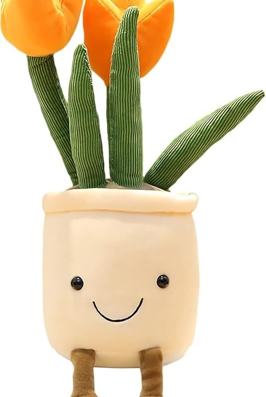 Jellycat Tulip Plush Toy, 13.7" Flower Pot Stuffed Plushie Pillow Decoration, Soft Fluffy Toy Succulent Plants Friend Throw Pillow, Multicolor (Pink-Tulip)