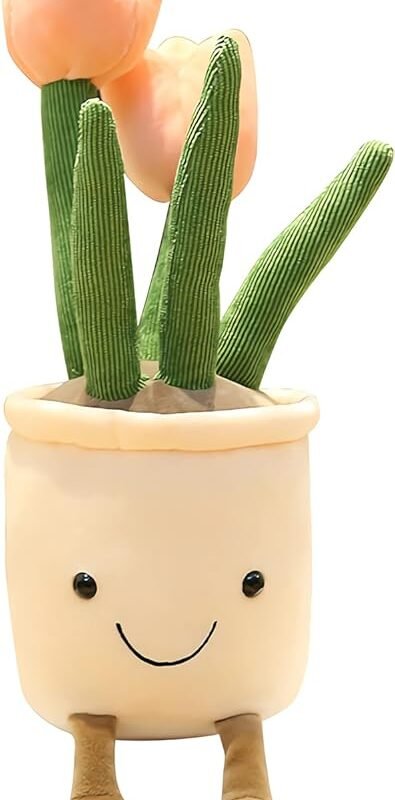 Jellycat Tulip Plush Toy, 13.7" Flower Pot Stuffed Plushie Pillow Decoration, Soft Fluffy Toy Succulent Plants Friend Throw Pillow, Multicolor (Pink-Tulip)