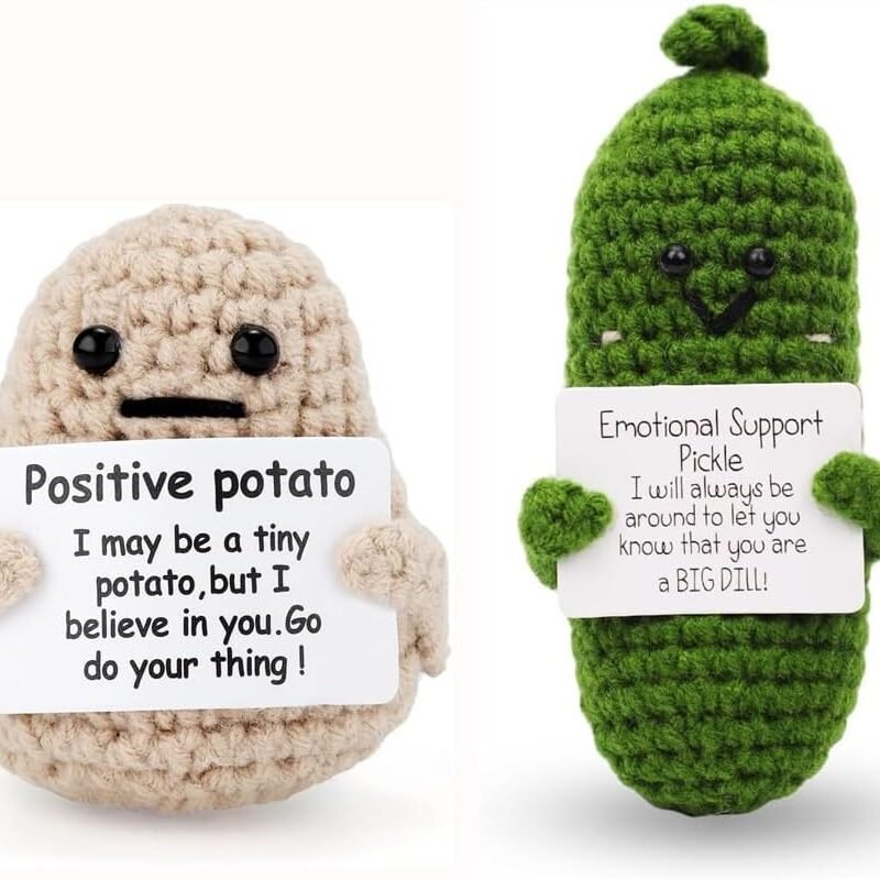 Positive?Crochet Funny Knitted Wool Doll Toy with Positive Card - Creative Cute Mini Crochet Positive Potato Dolls Cheer Up Gift for Family Kids Friends Encouragement Decoration (B- to My Daughter)
