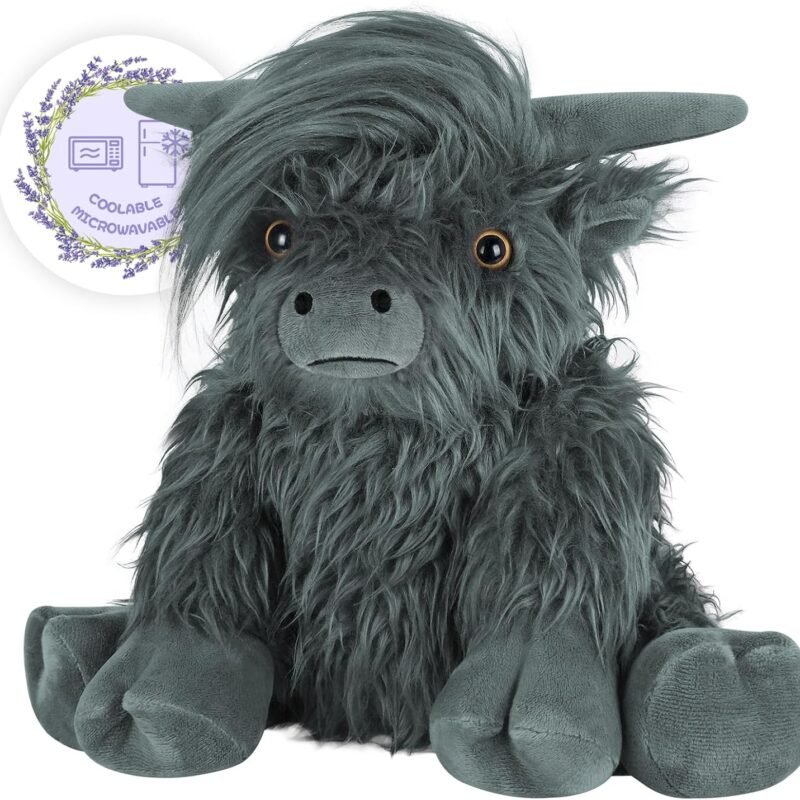 Heatable & Coolable Highland Cow Stuffed Animals Plushie, Microwavable Heating Pad for Soothing & Relaxation, Lavender Scented Cattle Plush Toys for Stress Relief, Stuffed Cow Gifts