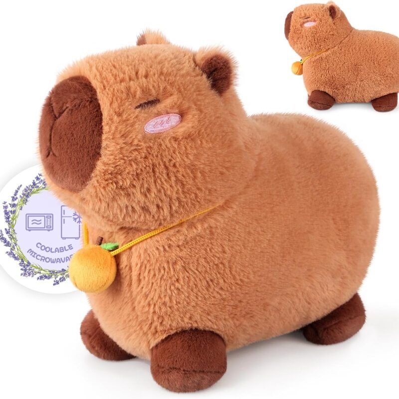 Heatable & Coolable Lying Capybara Stuffed Animal, Microwave Heating Pad for Period Cramps, Stuffed Capybara Plushie Cute Plushies, Stuffed Capybara Plush Capybara Gifts for Girls & Boy
