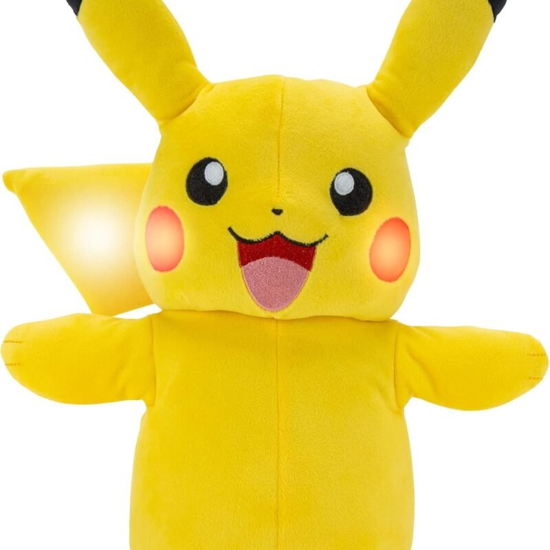 Pok??mon Pikachu Electric Charge Plush - 10 Inch Interactive Plush with Lights, Voice Reactions, and Thunder FX