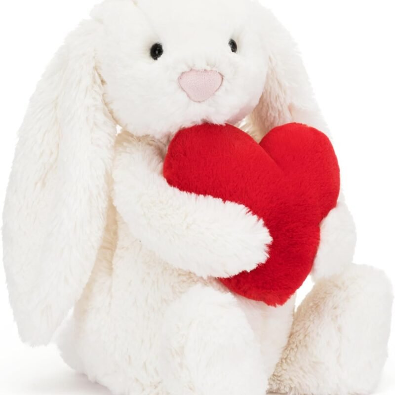 Jellycat Bashful Red Love Heart Bunny Stuffed Animal Plush Toy, Medium 12 inches