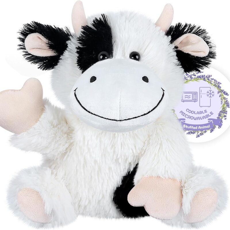 Heatable & Coolable Highland Cow Stuffed Animals Plushie, Microwavable Heating Pad for Soothing & Relaxation, Lavender Scented Cattle Plush Toys for Stress Relief, Stuffed Cow Gifts