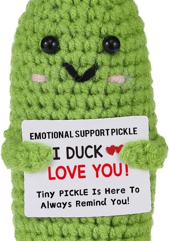 Encouragement Pickle Plush Toys Positive Crochet Animals Gifts Encouragement Birthday Gifts, Christmas Stocking Stuffers (Support Pickle)
