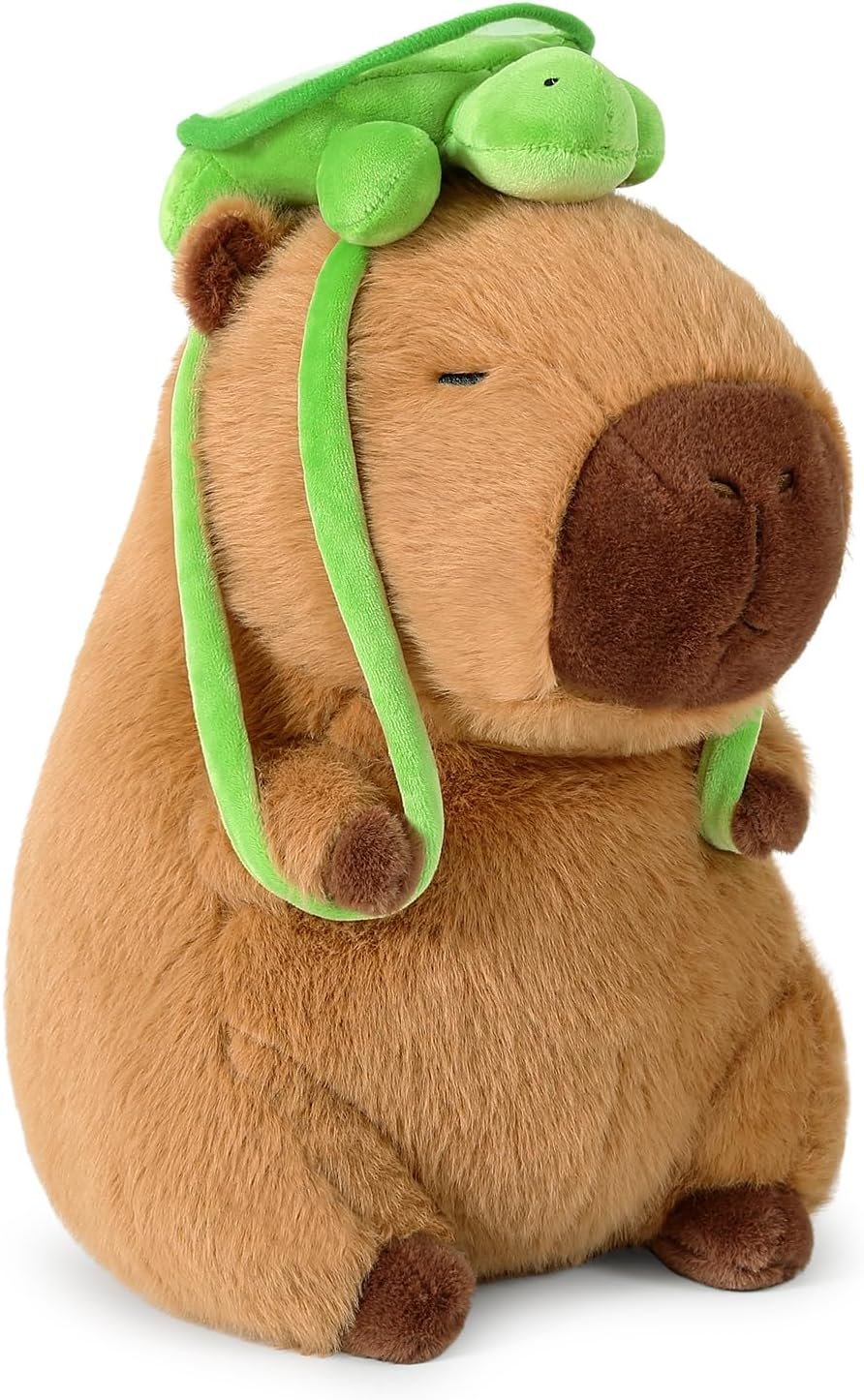 Ditucu Cute Capybara Plush Wear Strawberry Hat Soft Capibara Stuffed Animal Plushies Toys Hugging Gifts for Kids Brown 9 inch