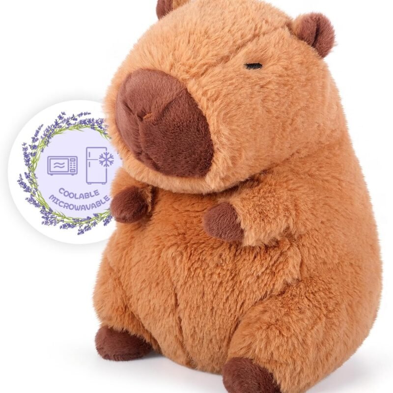 Heatable & Coolable Lying Capybara Stuffed Animal, Microwave Heating Pad for Period Cramps, Stuffed Capybara Plushie Cute Plushies, Stuffed Capybara Plush Capybara Gifts for Girls & Boy