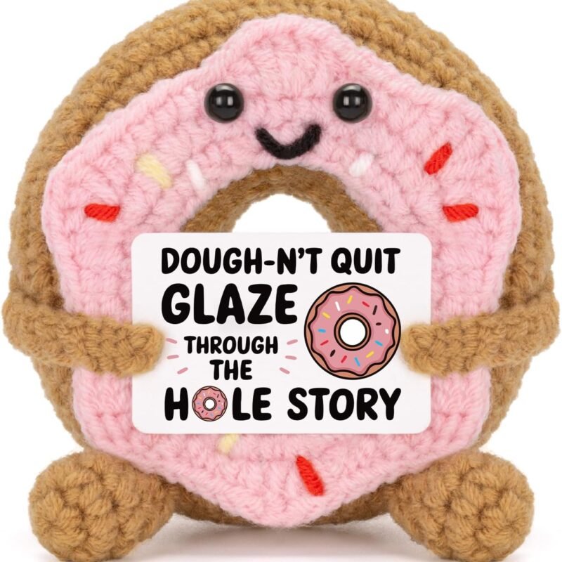 Funny Positive Coffee, Emotional Crochet Doll, Cute Crochet Potato Partner Toy with Positive Card Cheer Up Funny Gag Gifts for Best Friend Birthday Women Teacher Fall??Coffee