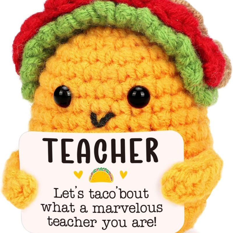 Positive Crochet Taco Animals Relaxation Self Care Get Well Gemini Gifts for Women Birthday Gift Friends Friendship Sister Emotional Inspirational Support Pickle Duck Potato Christmas Home Fall Decor