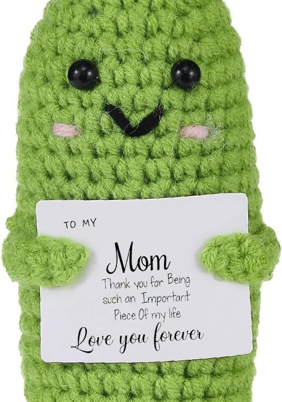 Encouragement Pickle Plush Toys Positive Crochet Animals Gifts Encouragement Birthday Gifts, Christmas Stocking Stuffers (Support Pickle)
