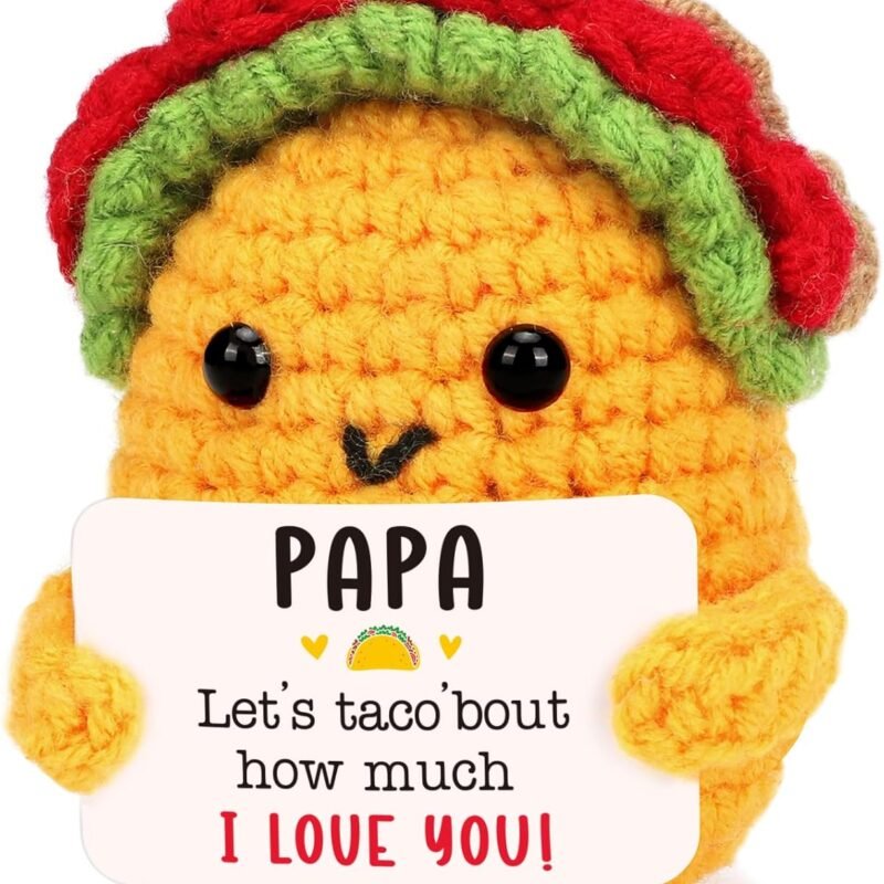 Positive Crochet Taco Animals Relaxation Self Care Get Well Gemini Gifts for Women Birthday Gift Friends Friendship Sister Emotional Inspirational Support Pickle Duck Potato Christmas Home Fall Decor