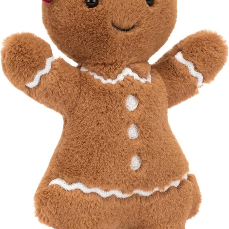Jellycat Jolly Gingerbread Ruby Stuffed Toy, Original 7 inches - Christmas Plush D??cor