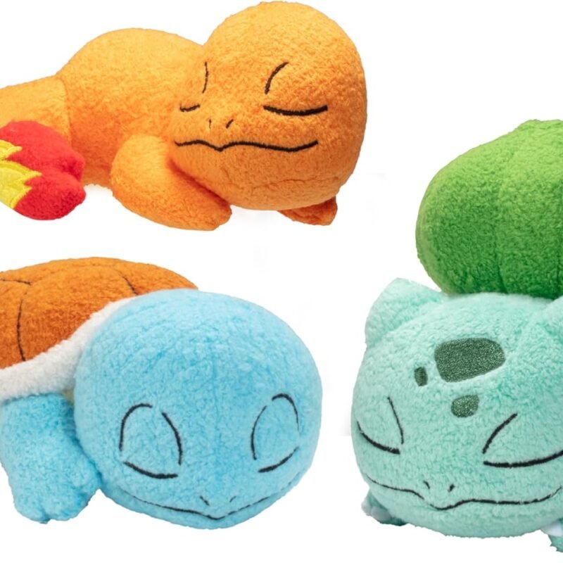 Pok??mon 5" Sleeping Squirtle, Charmander, Bulbasaur Starter Plush 3-Pack - Officially Licensed - Authentic Soft Stuffed Animal Toy Figure Set - Gift for Kids, Boys, Girls - 2+