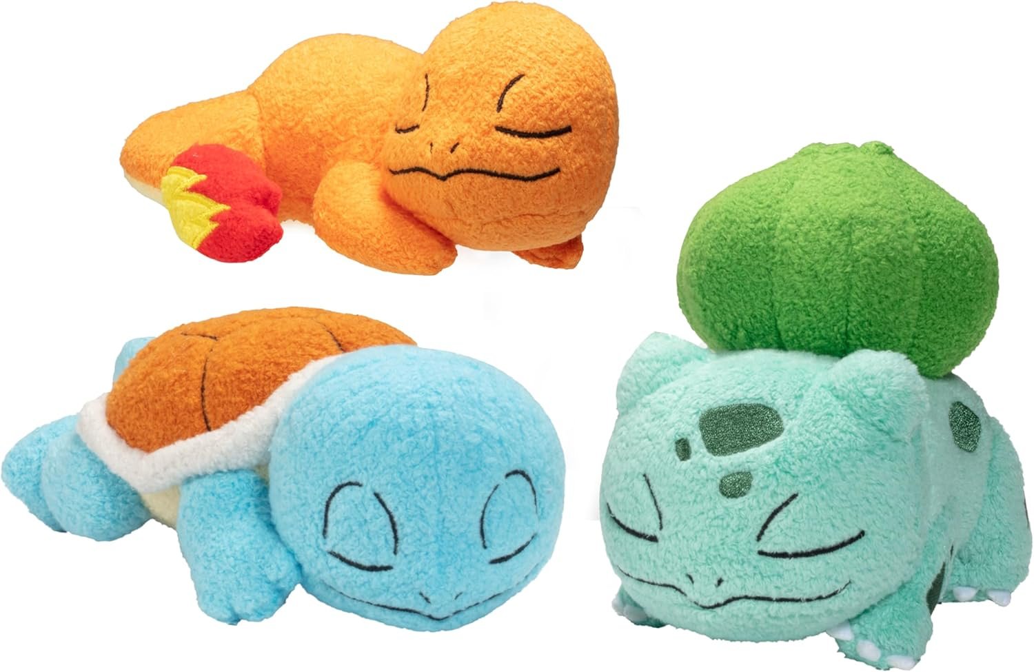Pok??mon 5" Sleeping Squirtle, Charmander, Bulbasaur Starter Plush 3-Pack - Officially Licensed - Authentic Soft Stuffed Animal Toy Figure Set - Gift for Kids, Boys, Girls - 2+