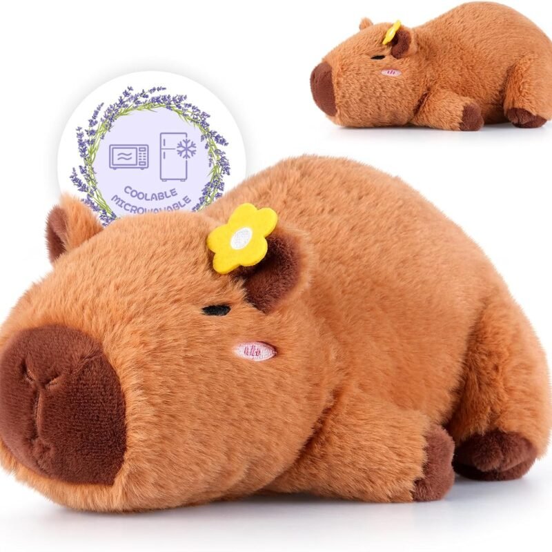 Heatable & Coolable Lying Capybara Stuffed Animal, Microwave Heating Pad for Period Cramps, Stuffed Capybara Plushie Cute Plushies, Stuffed Capybara Plush Capybara Gifts for Girls & Boy