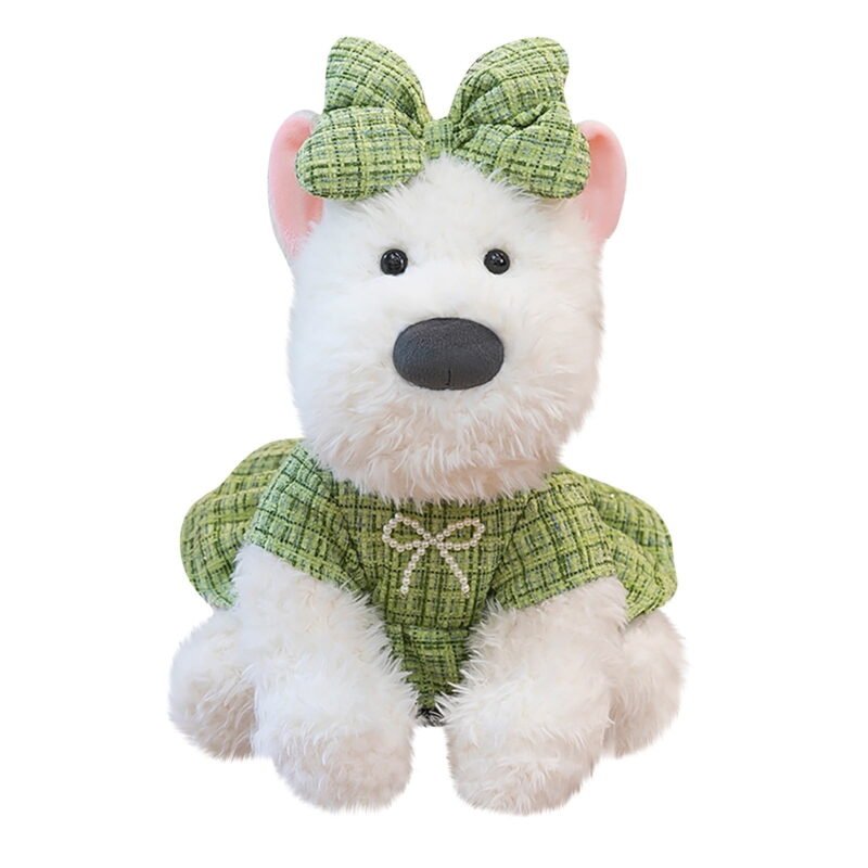 Cute Dog Plush Doll,7.87" - Cute Dog with Bow,Stuffed Animal,Personalised Plush Doll,Classic Decorative for Bedrooms Decor for Gifts,Green