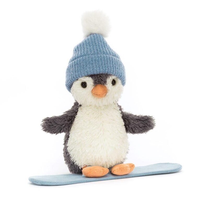 Peanut Penguin Snowboarding Plush , Adorable Stuffed Animal for Collectors Winter-Themed Gift Soft Cuddle Plushie Peanut Penguin Snowboarding