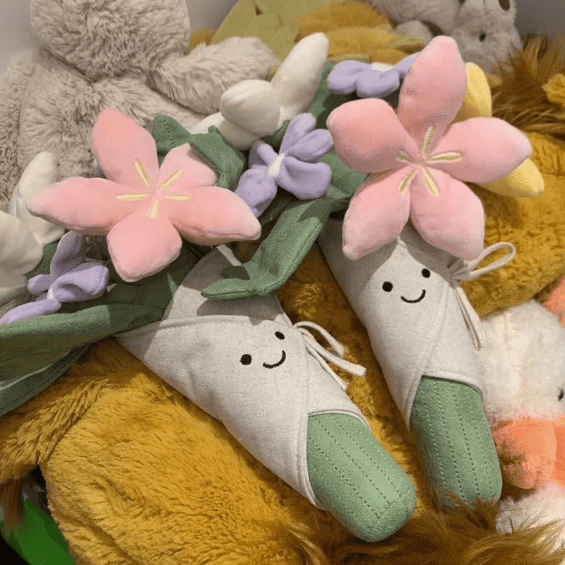 10 Artificial Daisy Flower Plush - Smiling Face Floral Stuffed Doll